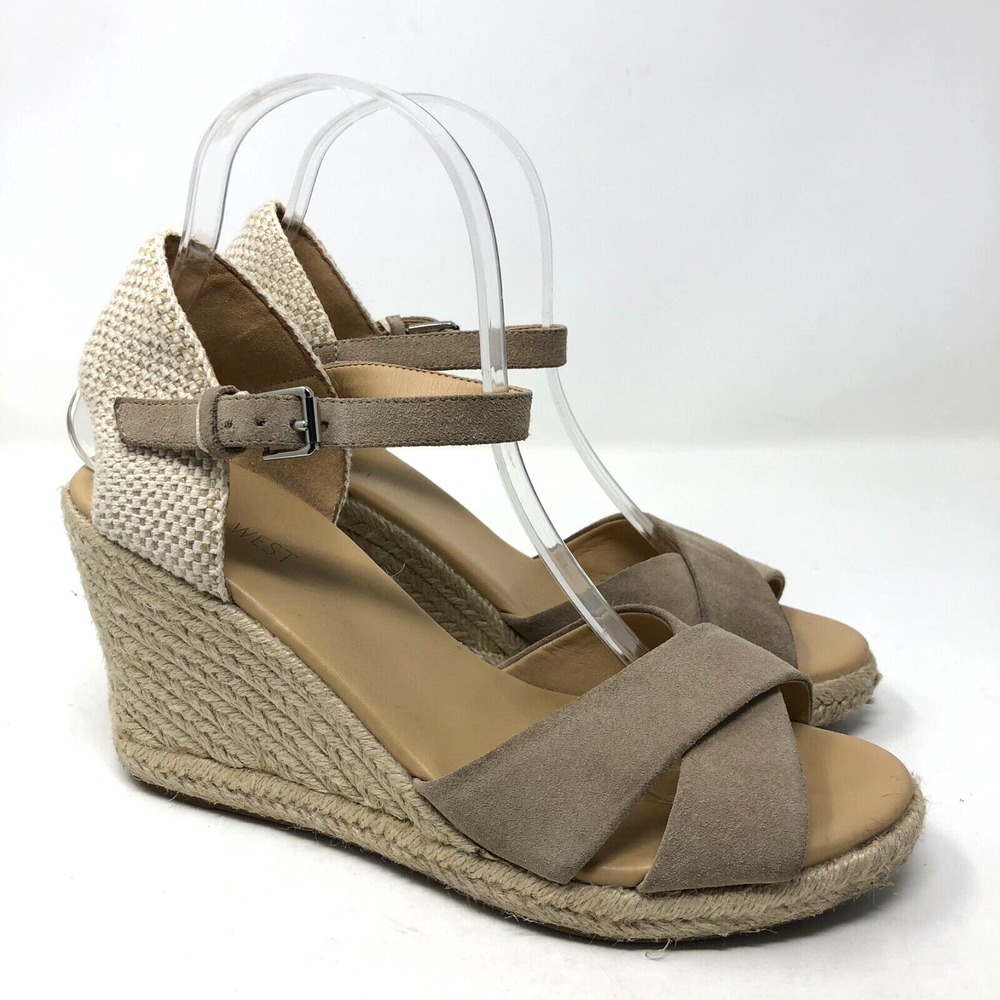 Nine West Joydyn Espadrilles Sandals Suede Leather Ankle Strap Womens 7.5